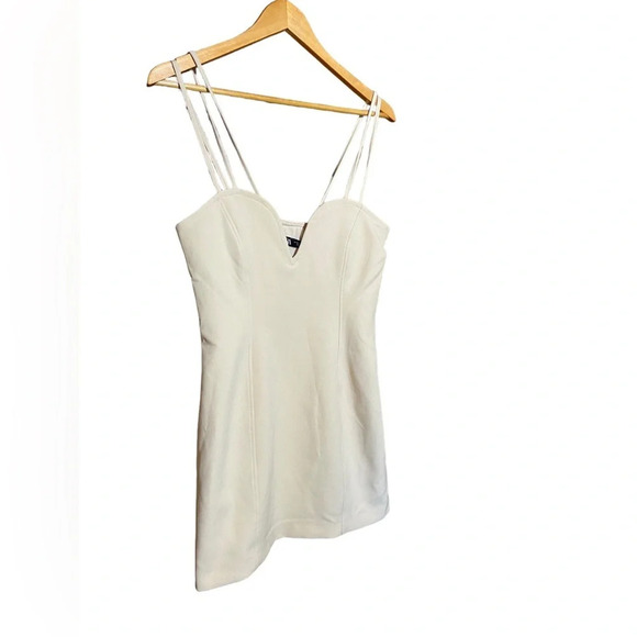 NWT Zara Cream Off White Tan Sweetheart Neckline Mini Dress‎ Size Medium - Picture 7 of 10